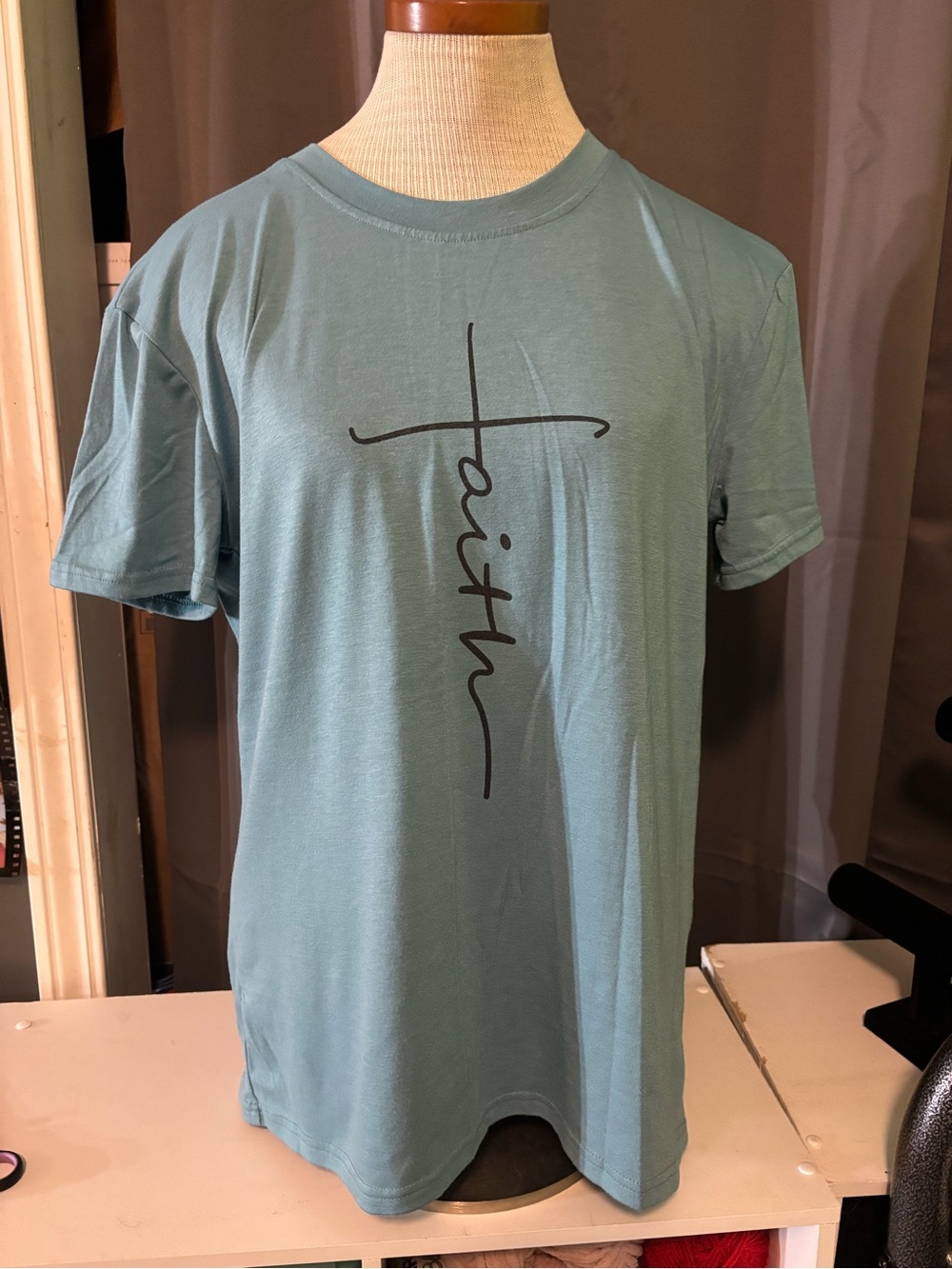 🐝Faith Graphic Short-Sleeve Tee - Teal - Picture 1 of 2